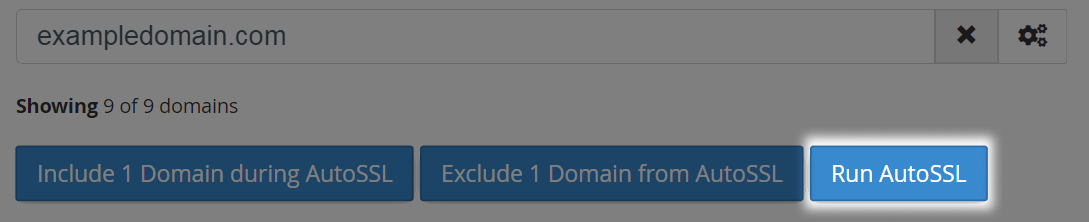 blue button to commence running auto ssl
