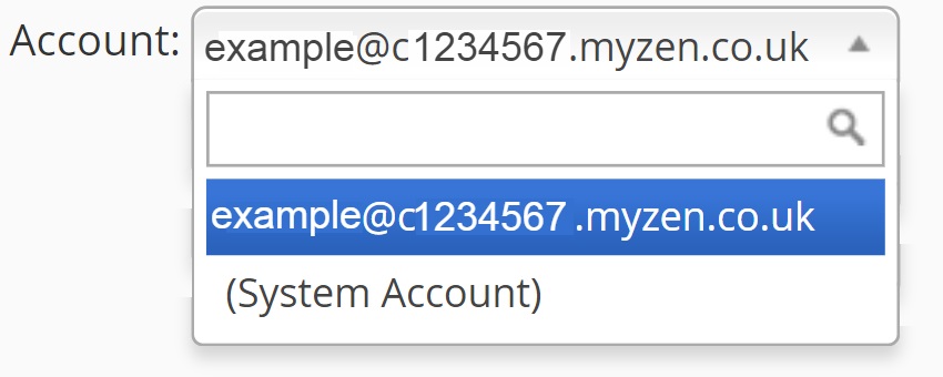 cPanel Disk Usage Account | Zen internet drop down box to select a domain name