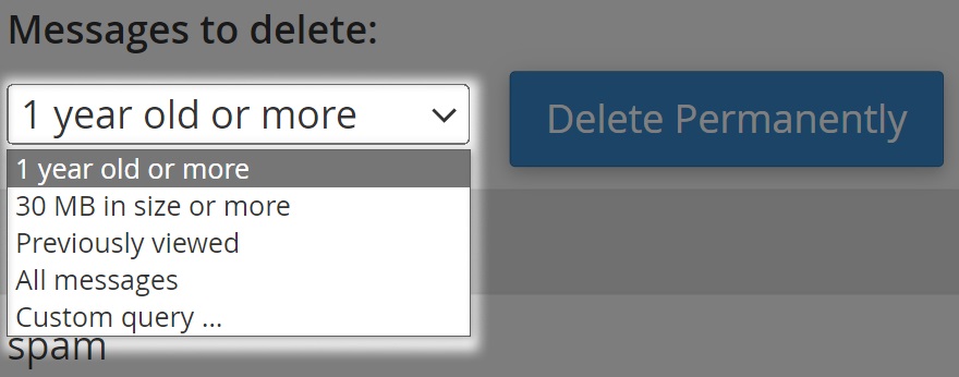 cPanel Disk Usage Delete Value | Zen internet drop down box to delete from a certain value